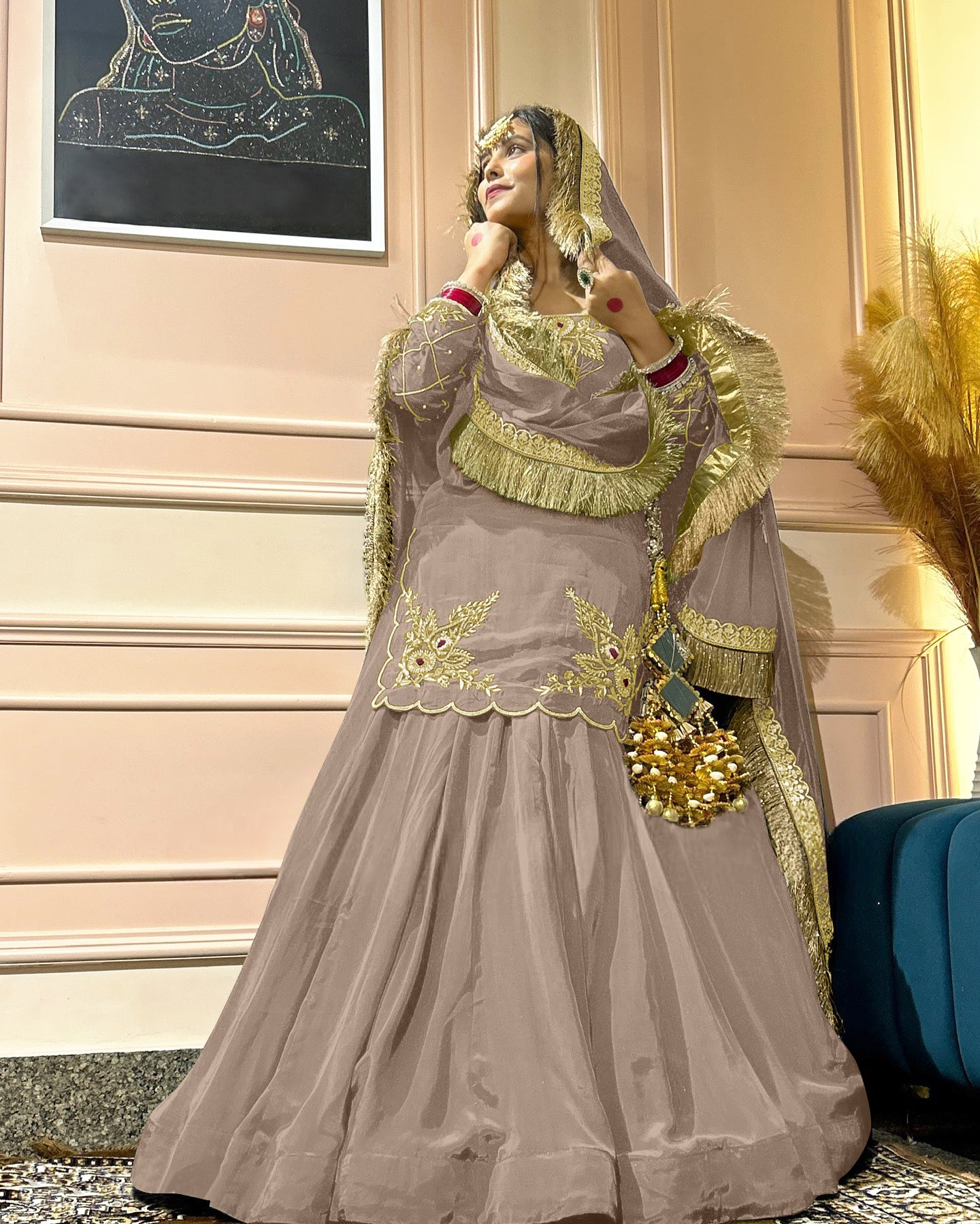 Regal Zari and Stone Embellished Hand work.
