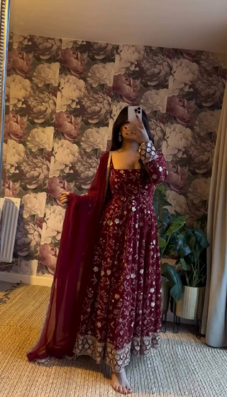 Timeless Beauty in Rich Burgundy Fabric