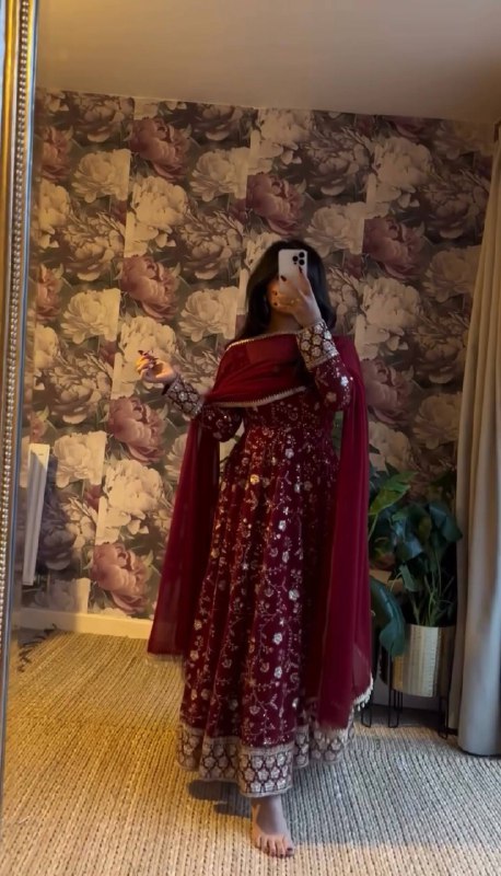 Timeless Beauty in Rich Burgundy Fabric