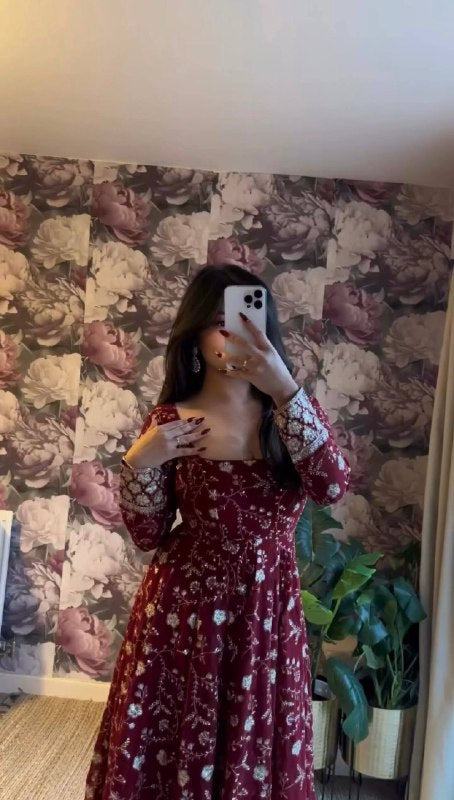 Timeless Beauty in Rich Burgundy Fabric