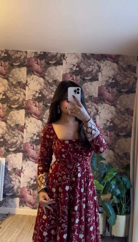 Timeless Beauty in Rich Burgundy Fabric