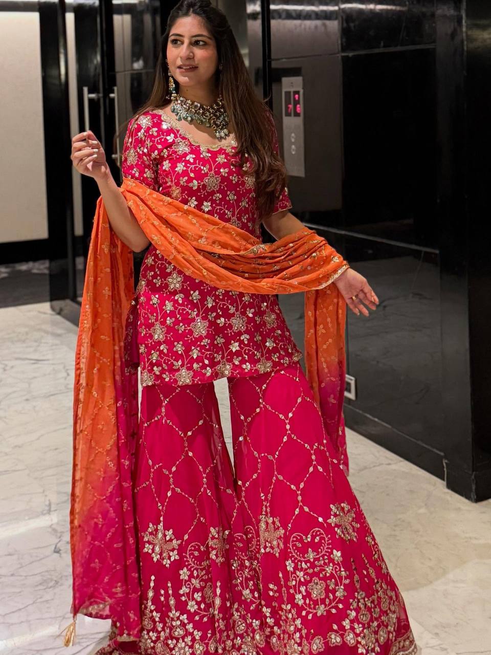 Radiant Elegance in Pink Attire