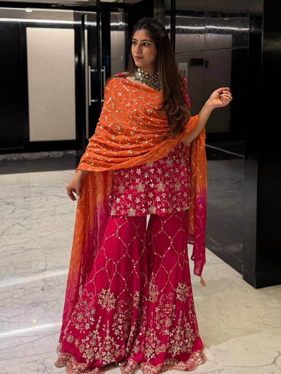 Radiant Elegance in Pink Attire