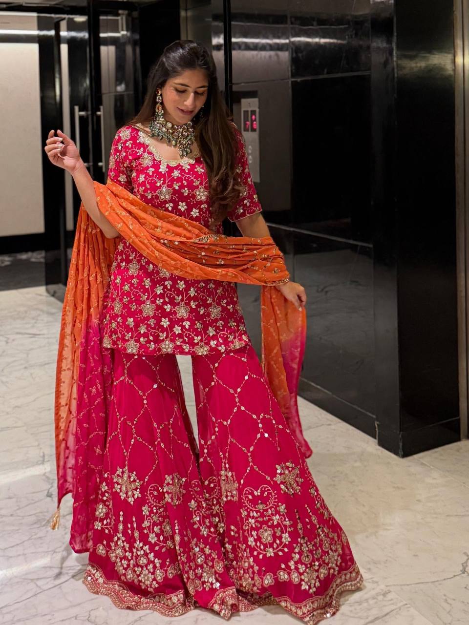 Radiant Elegance in Pink Attire