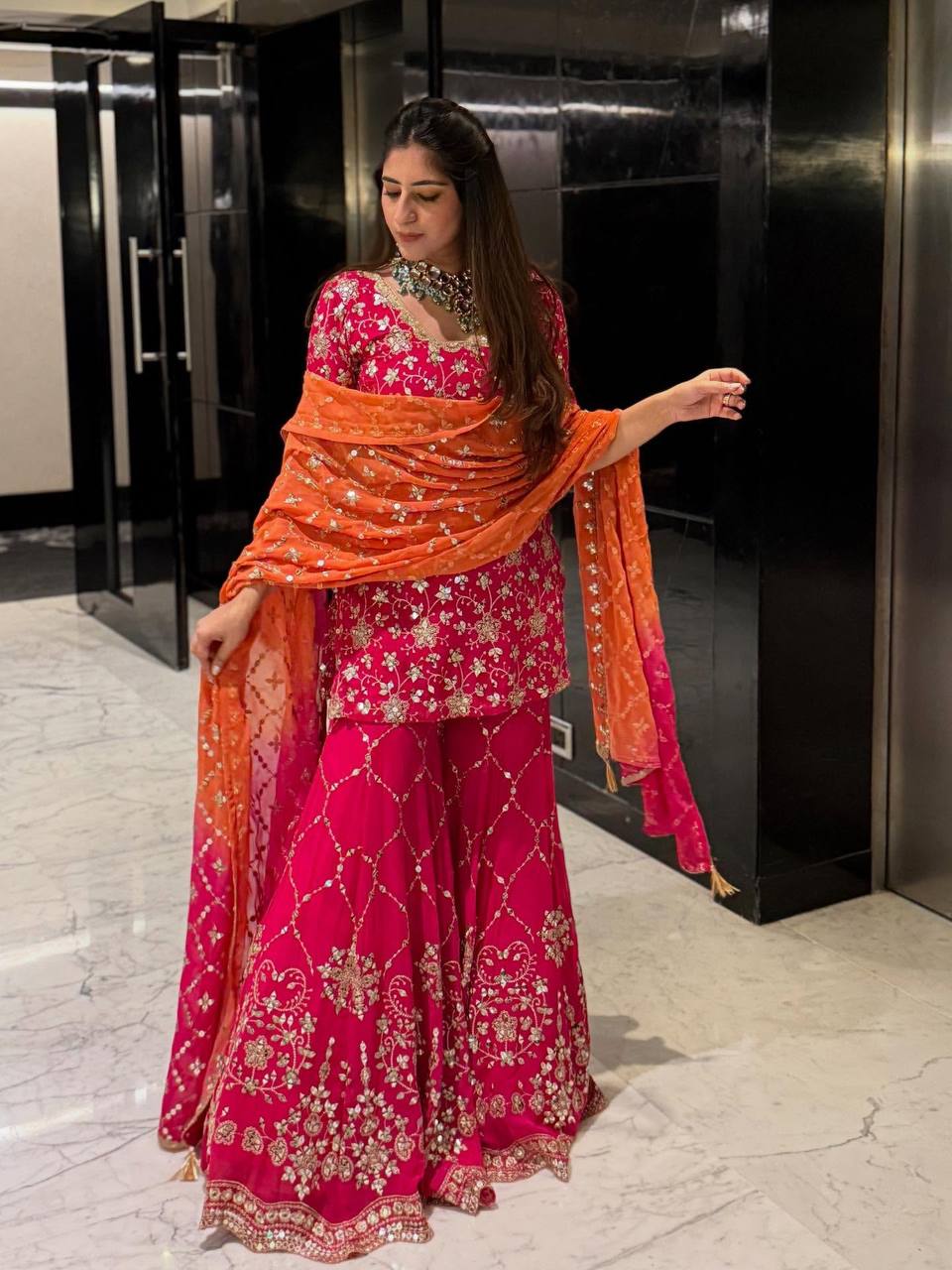 Radiant Elegance in Pink Attire
