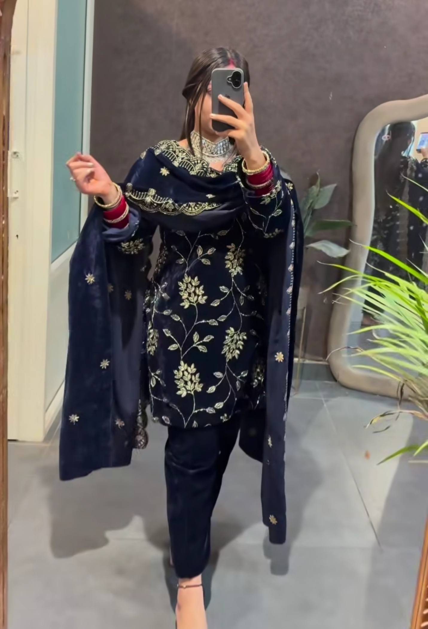 Floral Dreams in Midnight Velvet Attire