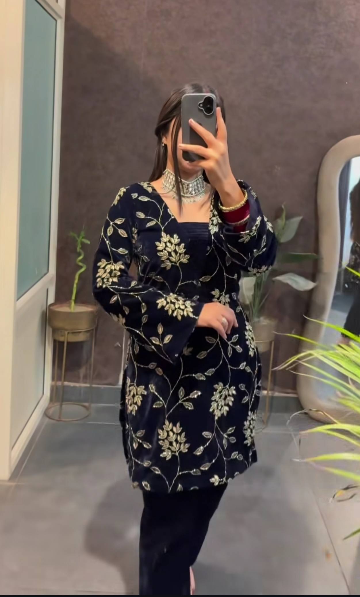 Floral Dreams in Midnight Velvet Attire