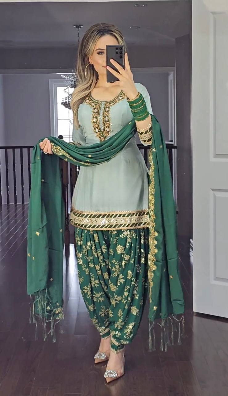 💥*Launching New Designer Party Wear Look Top ,Patiyala Salwar and Dupatta *👌❤️