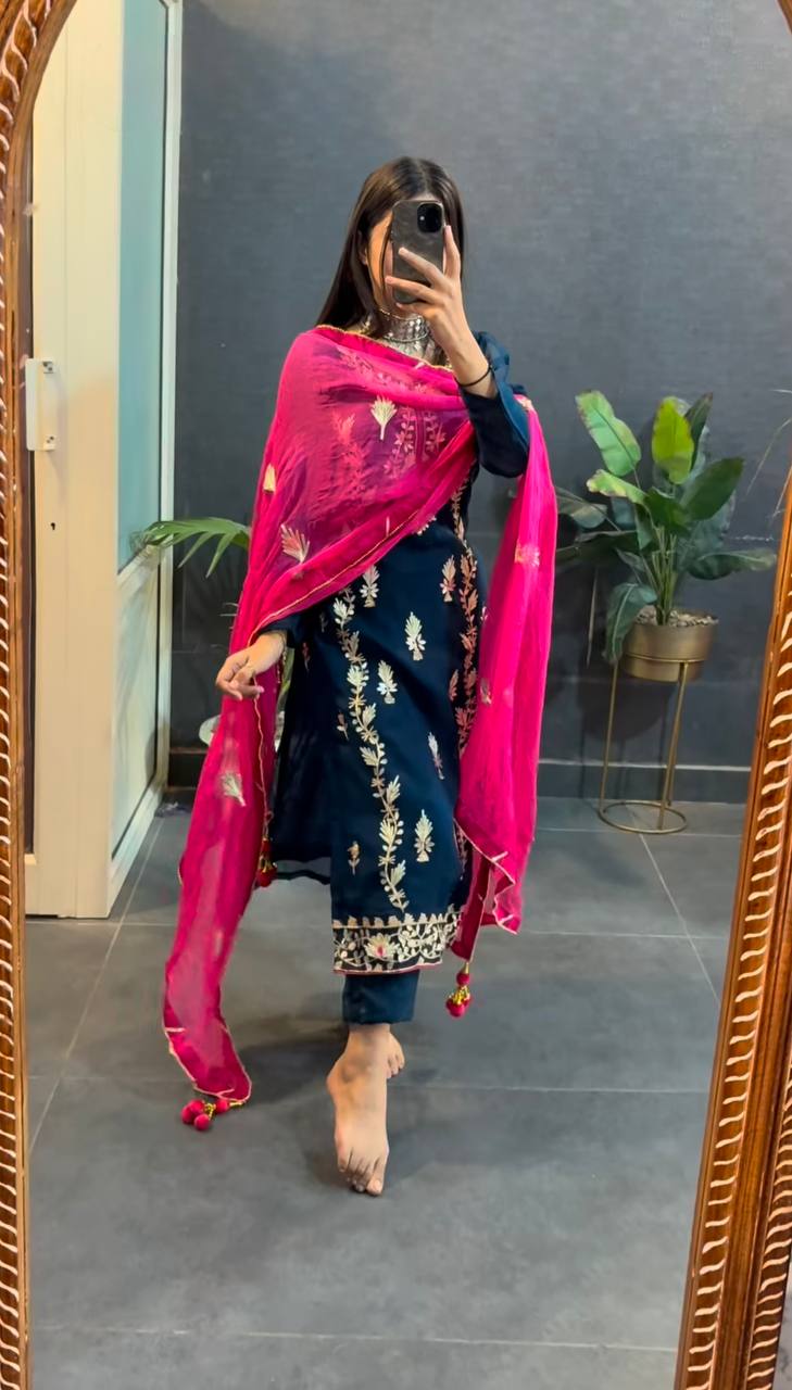 Party Wear Look Top-pent and Dupatta