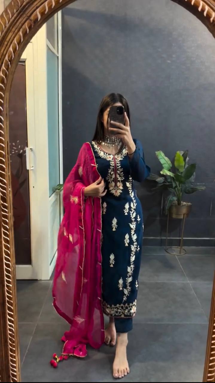 Party Wear Look Top-pent and Dupatta