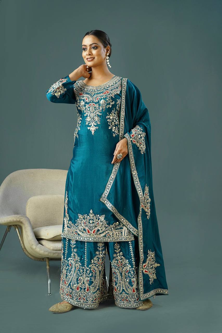 New Designer Collection In Pure Chinnon suit set