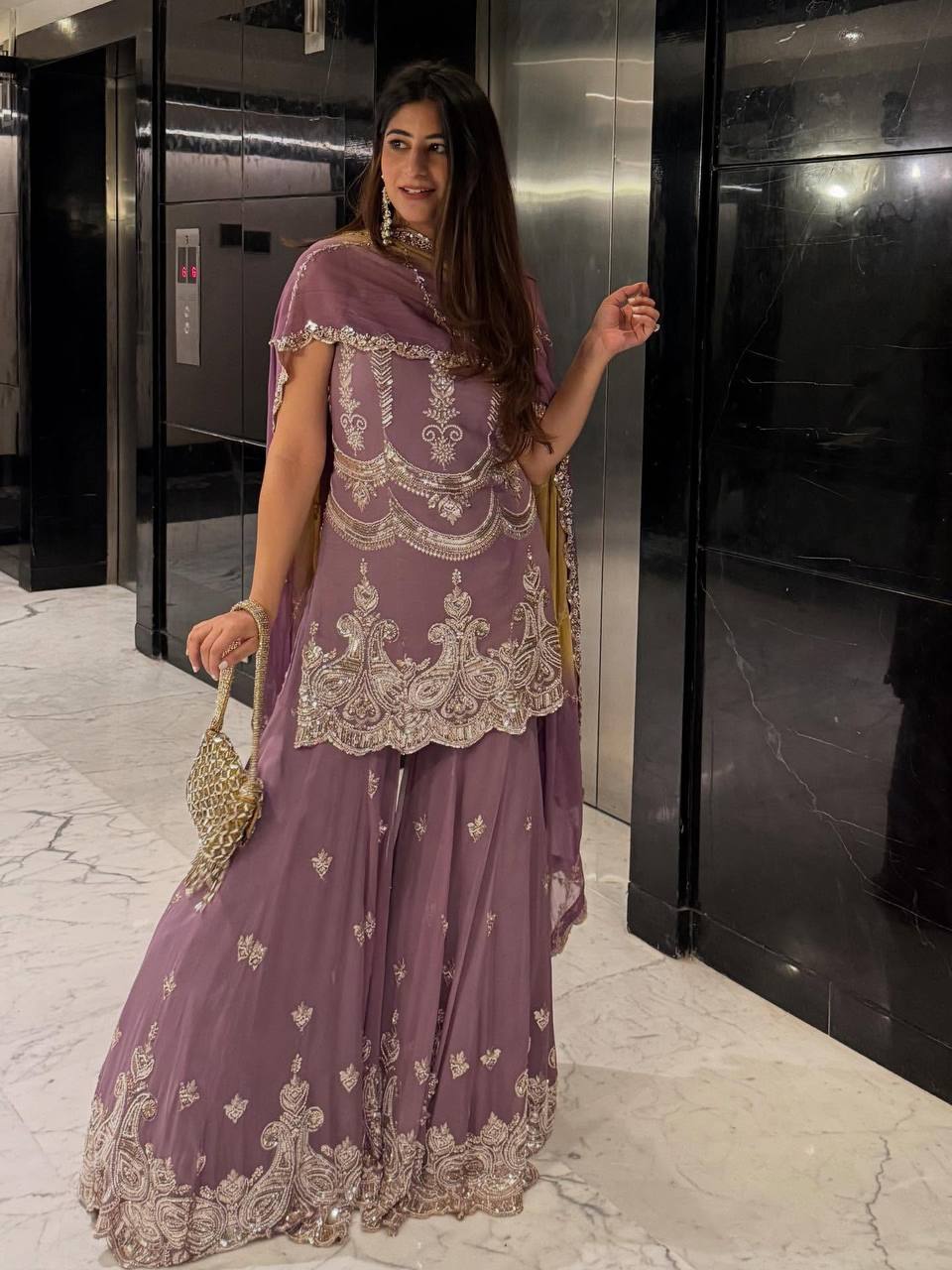 Lavender Charm: Traditional Ethnic Ensemble
