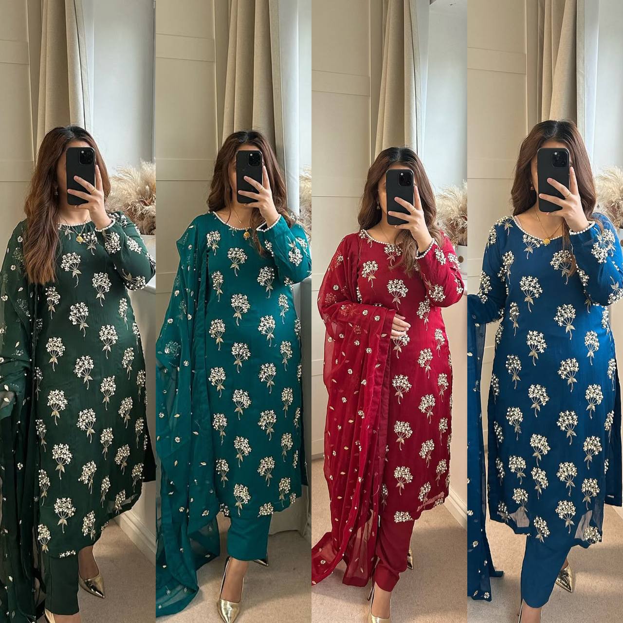 Elegance in Emerald Floral Attire