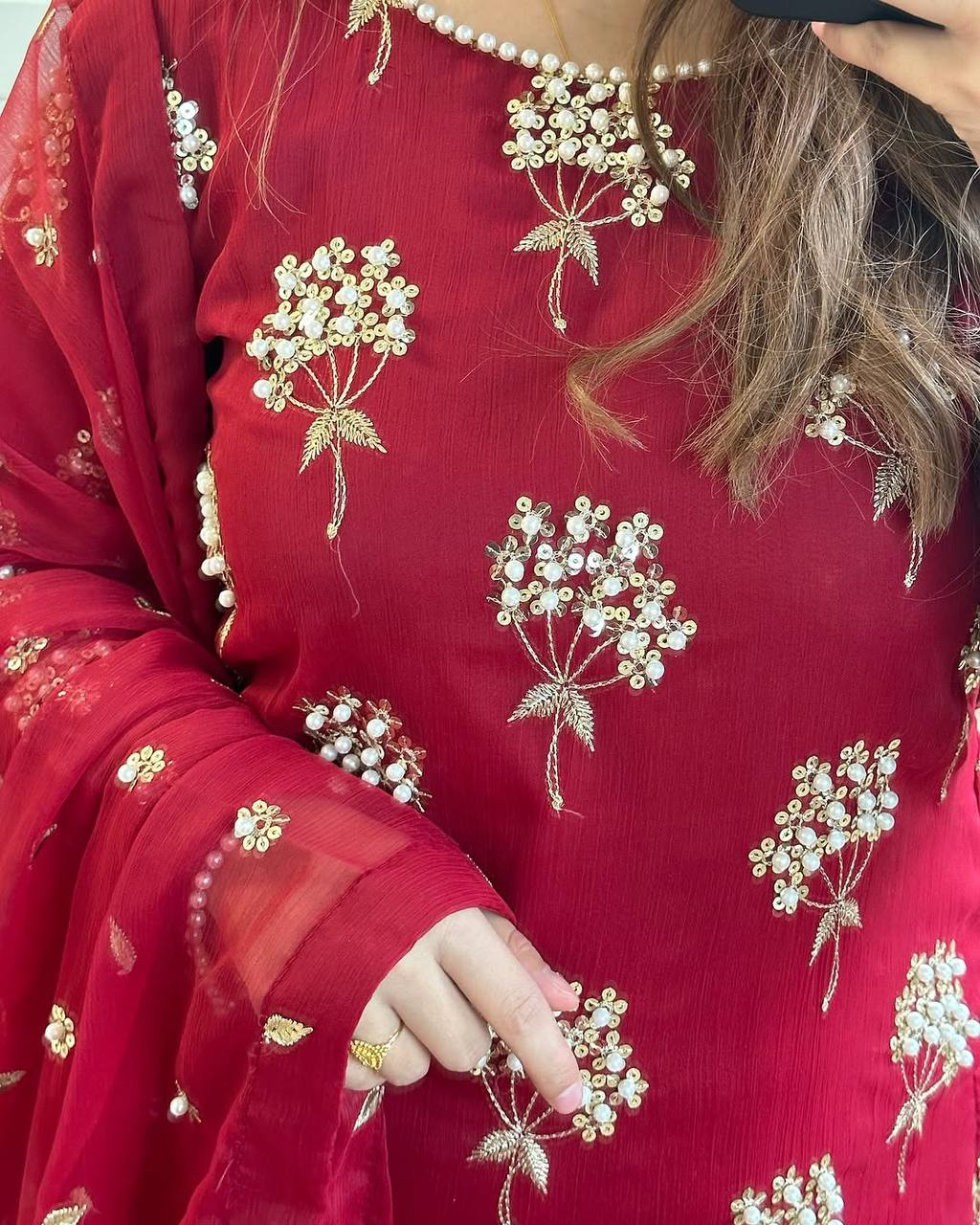 Elegance in Emerald Floral Attire
