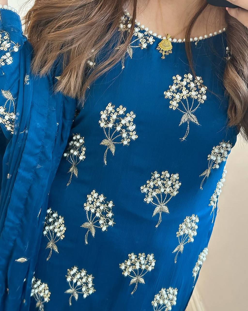 Elegance in Emerald Floral Attire
