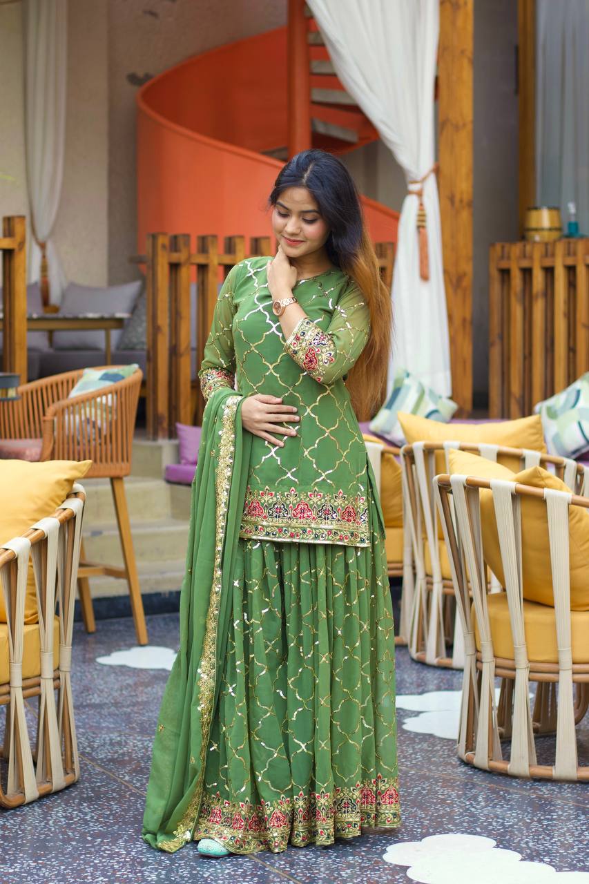 Launching New Designer Party Wear Look Top , Sharara Plazzo  and Dupatta