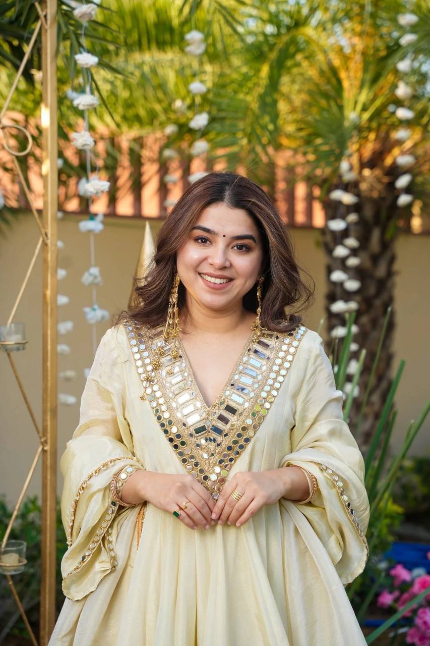 Classic Ivory Suit with Mirror Borders