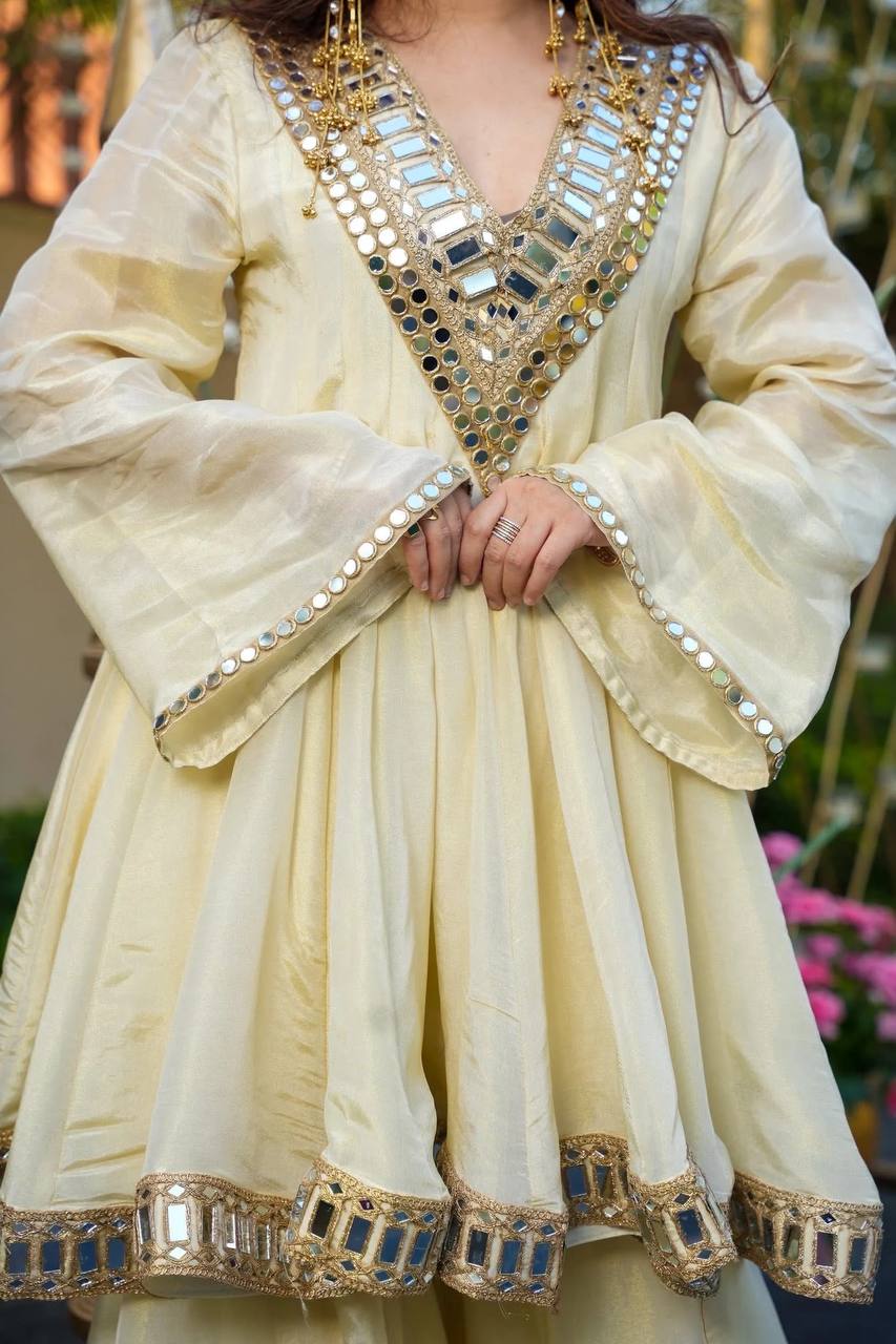 Classic Ivory Suit with Mirror Borders