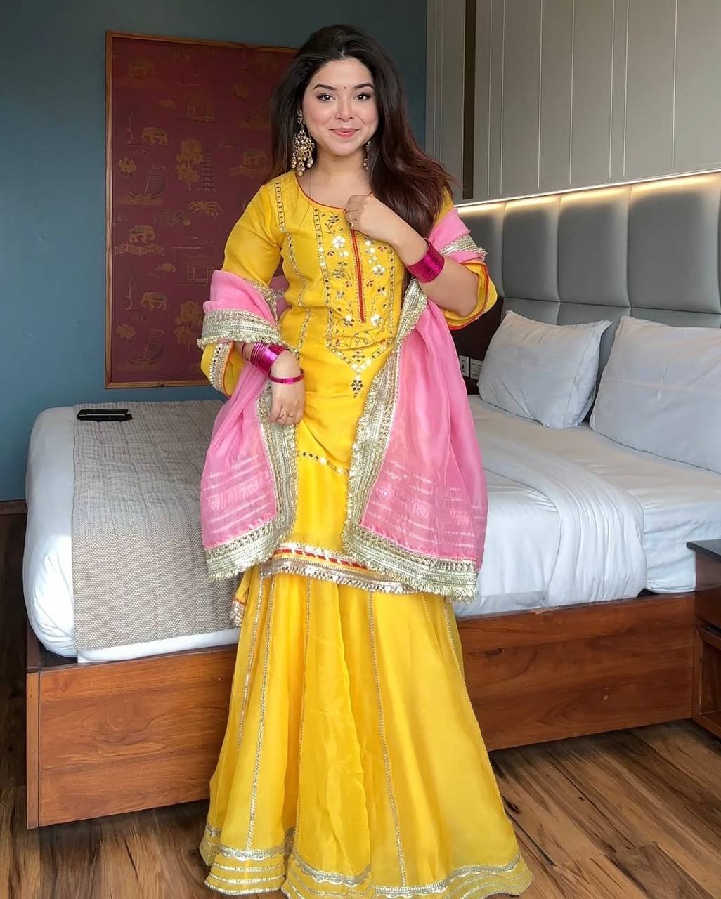 Radiant Elegance in Yellow and Pink