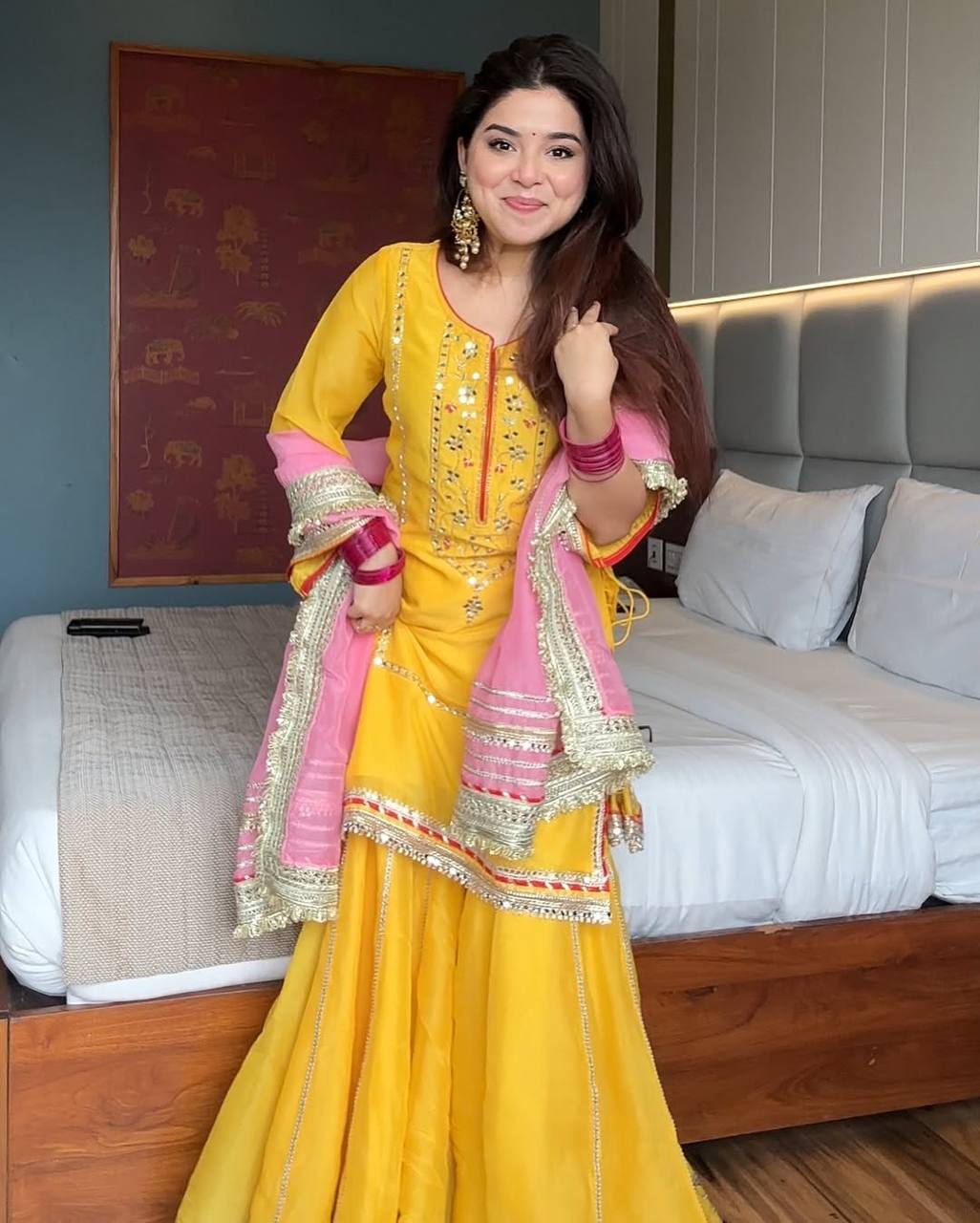 Radiant Elegance in Yellow and Pink