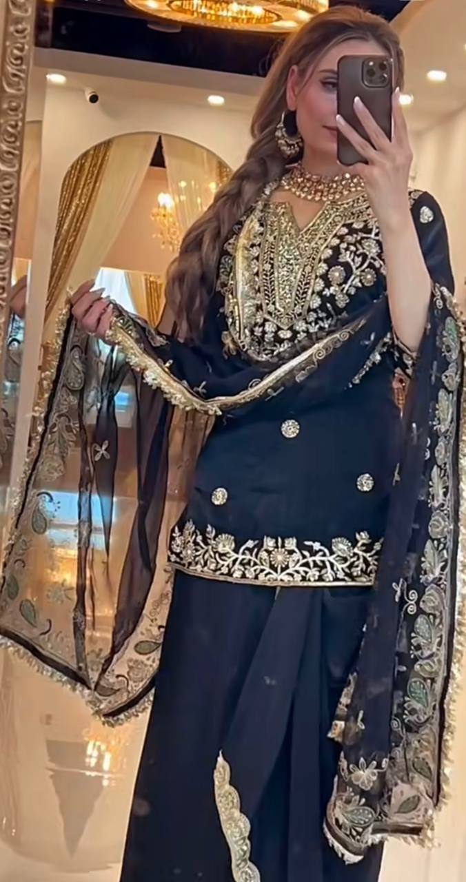 Elegance in Black and Gold Attire