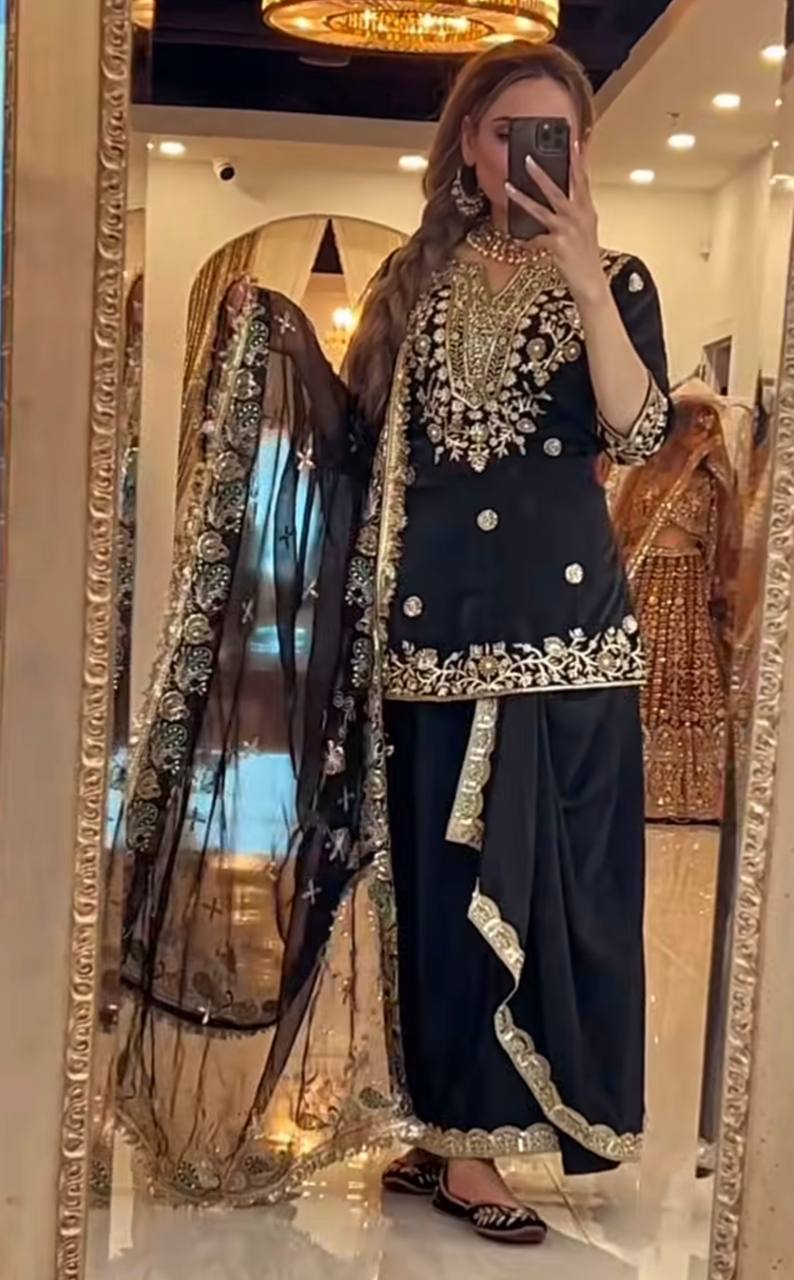 Elegance in Black and Gold Attire