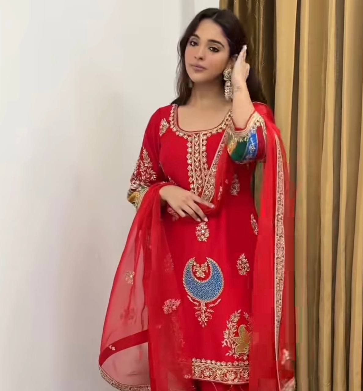 Cultural Splendor: Exquisite Red Outfit