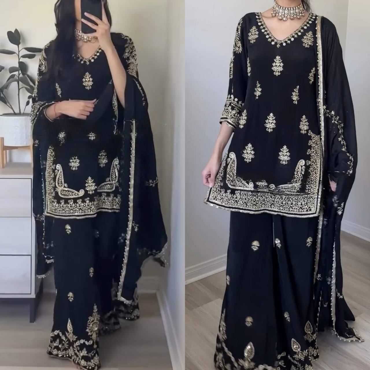 Regal Attire: Black and Gold Splendor