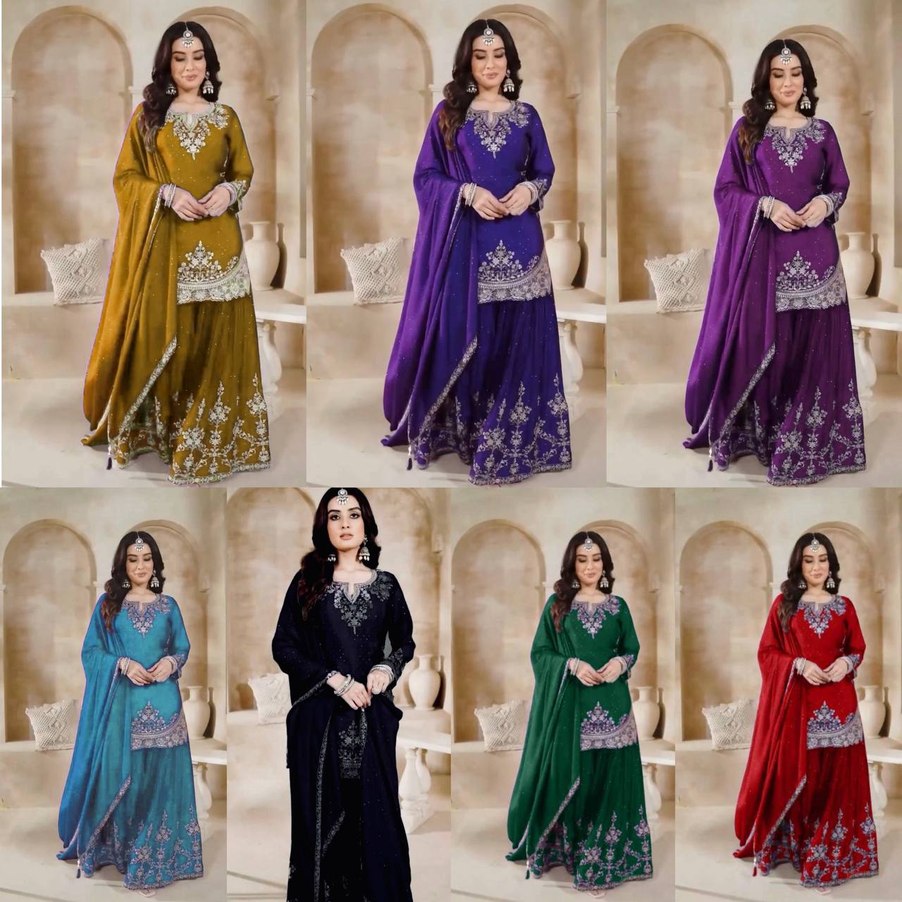 Royal Radiance A Majestic Purple Ensemble Embellished with Silver Elegance