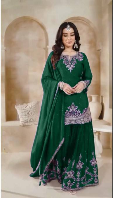Royal Radiance A Majestic Purple Ensemble Embellished with Silver Elegance