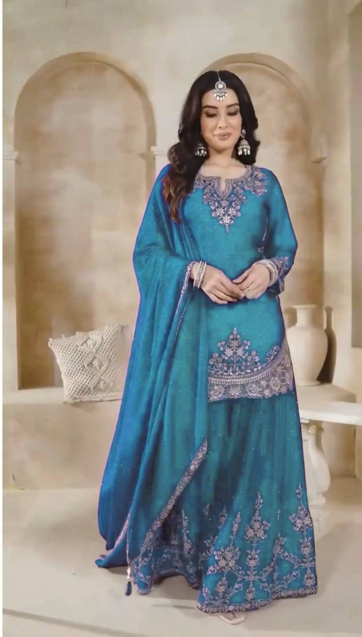 Royal Radiance A Majestic Purple Ensemble Embellished with Silver Elegance