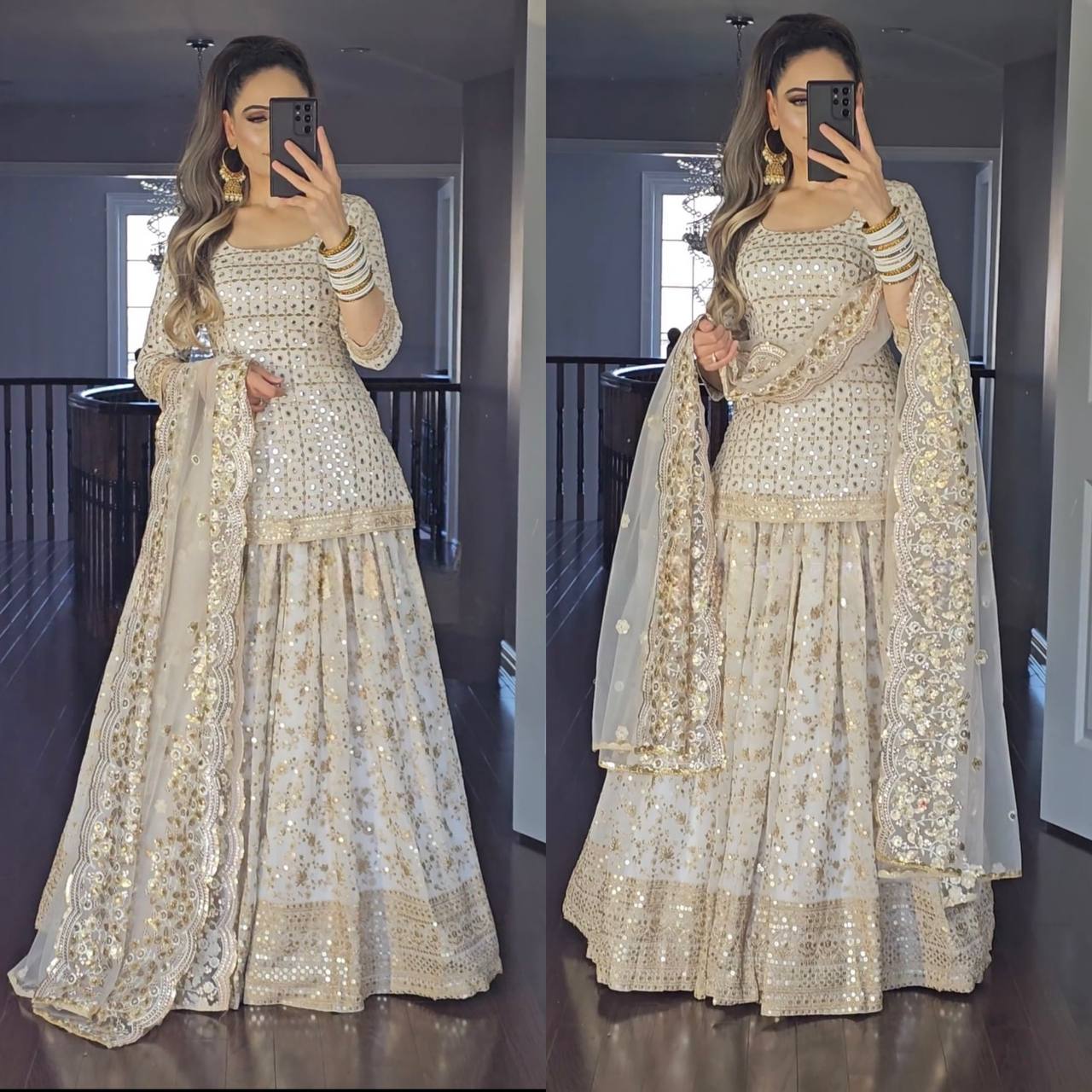 White Colour New Designer Party Wear Look Top Lehenga and Dupatta With Heavy Embroidery Work Set