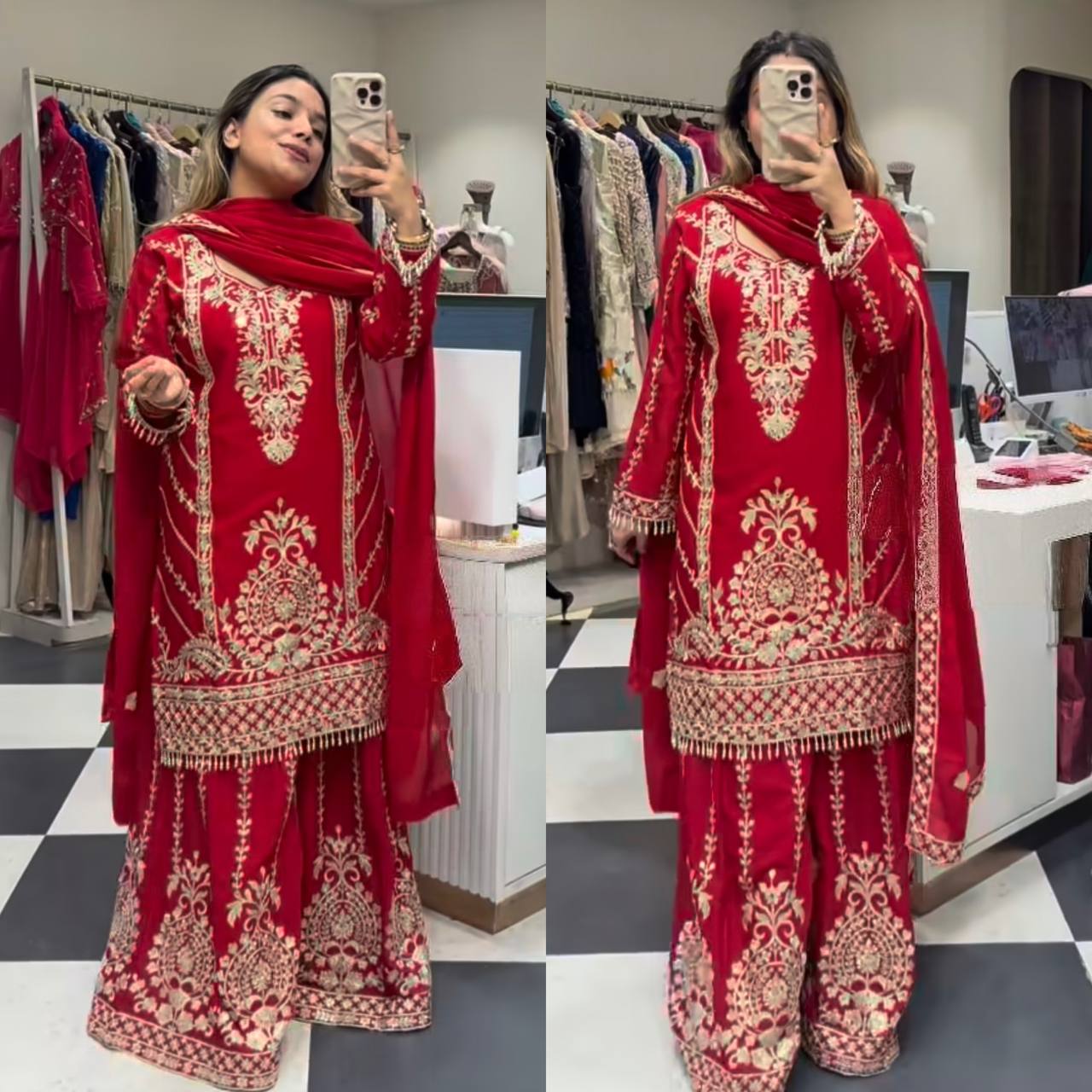 Radiant Traditions: Pakistani Suit Ensemble for Women in 3 colour