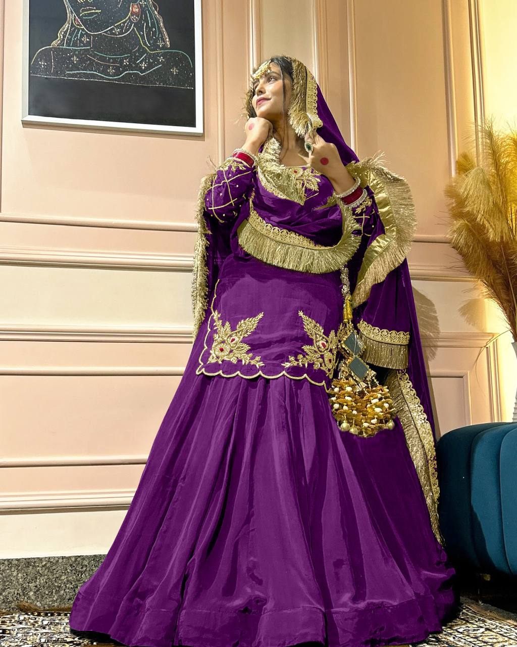 Regal Zari and Stone Embellished Hand work.