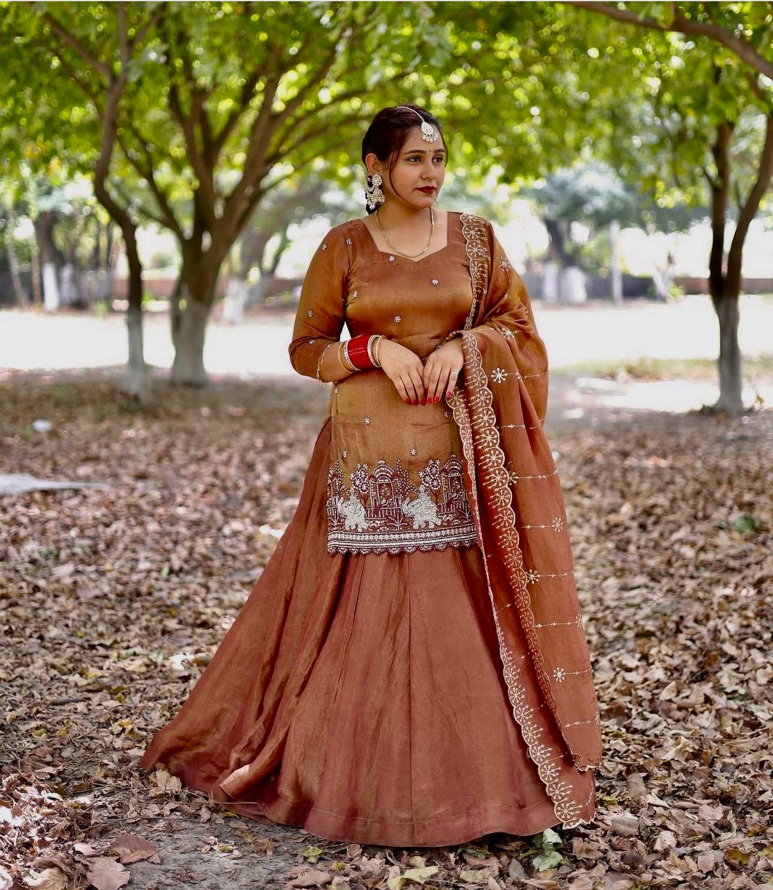 A Brown Embroidered Silk Suit