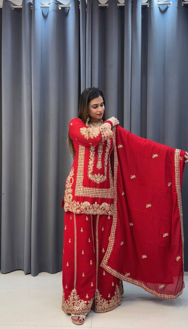 Celebrate Culture with Stunning Red Ensemble