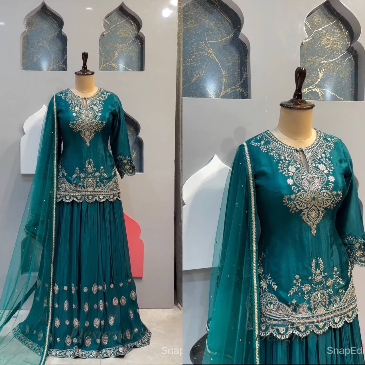 💕*Presenting New Designer Long Pakistani Suit Top , Sharara and Dupptta In Fancy Style*👌💕