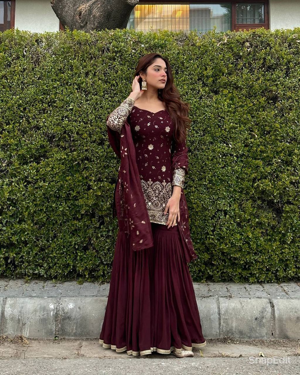 💥*Launching New Designer Party Wear Look Top , Sharara Plazzo  and Dupatta*👌❤️