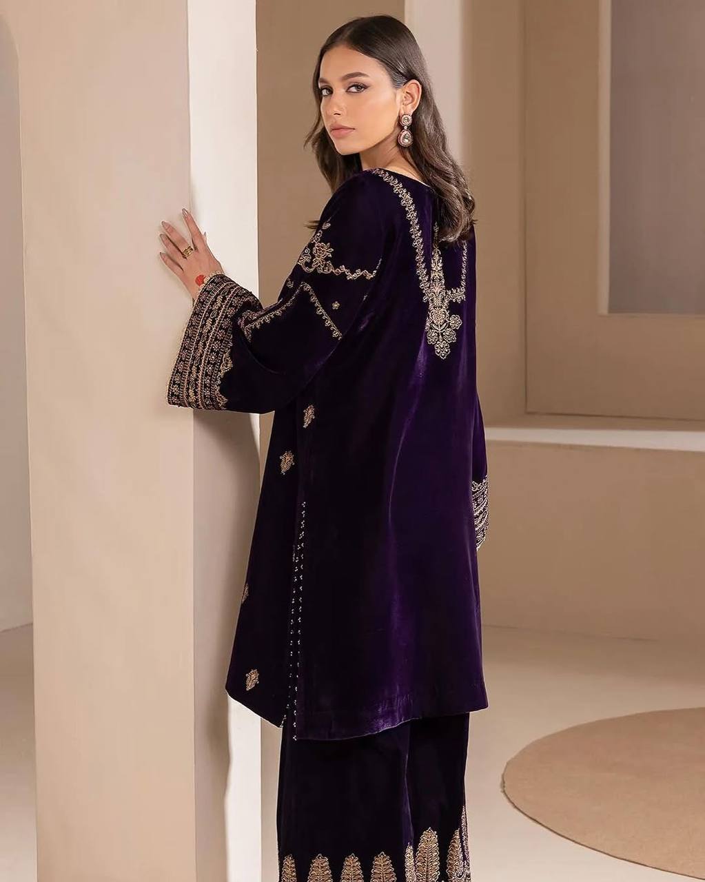 HEAVY VELVET  SEQUENCE EMBROIDERY WORK SUIT