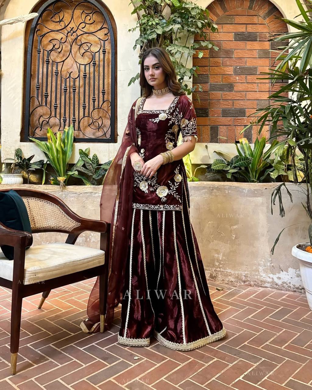 Heavy Viscous Velvet Designer Party Wear Look Top-Dupatta and Fully Stiched Bottom Suit