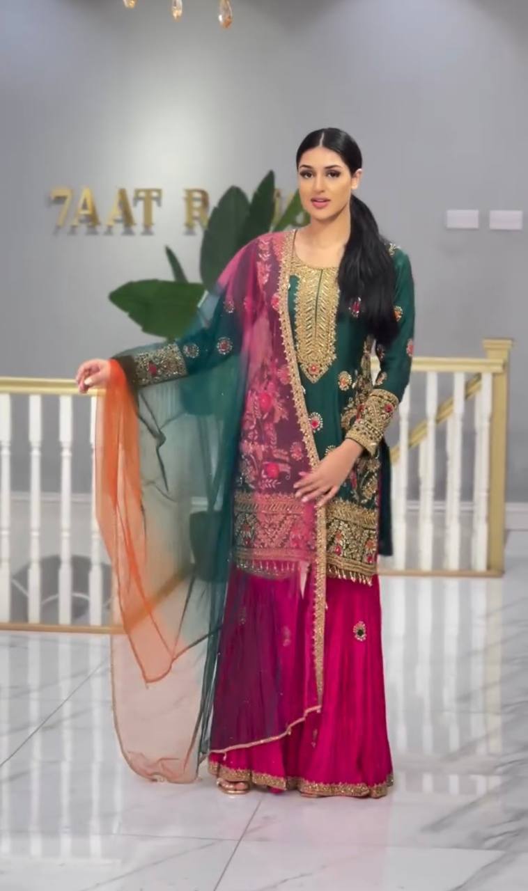 Launching New Designer Party Wear Look Top , Sharara Plazzo and Dupatta