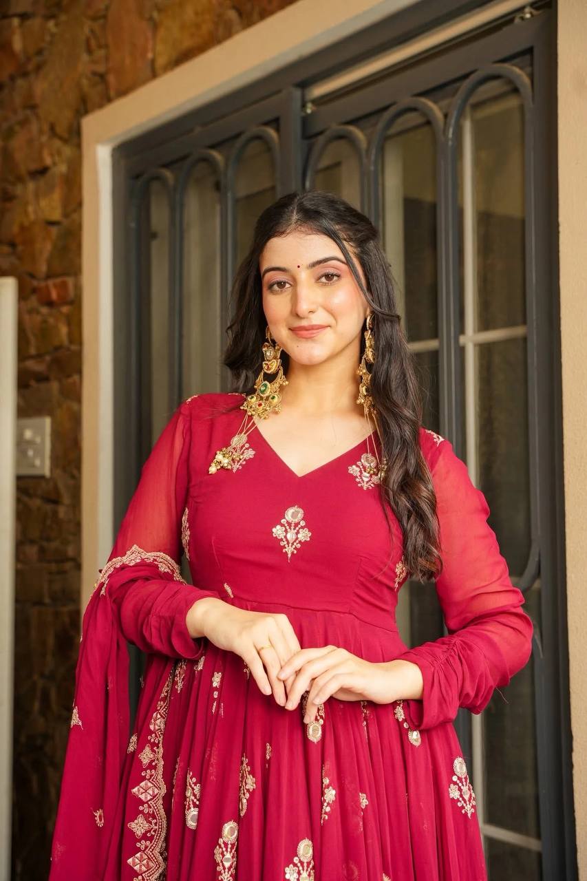 Radiant Elegance in Rich Crimson Hues