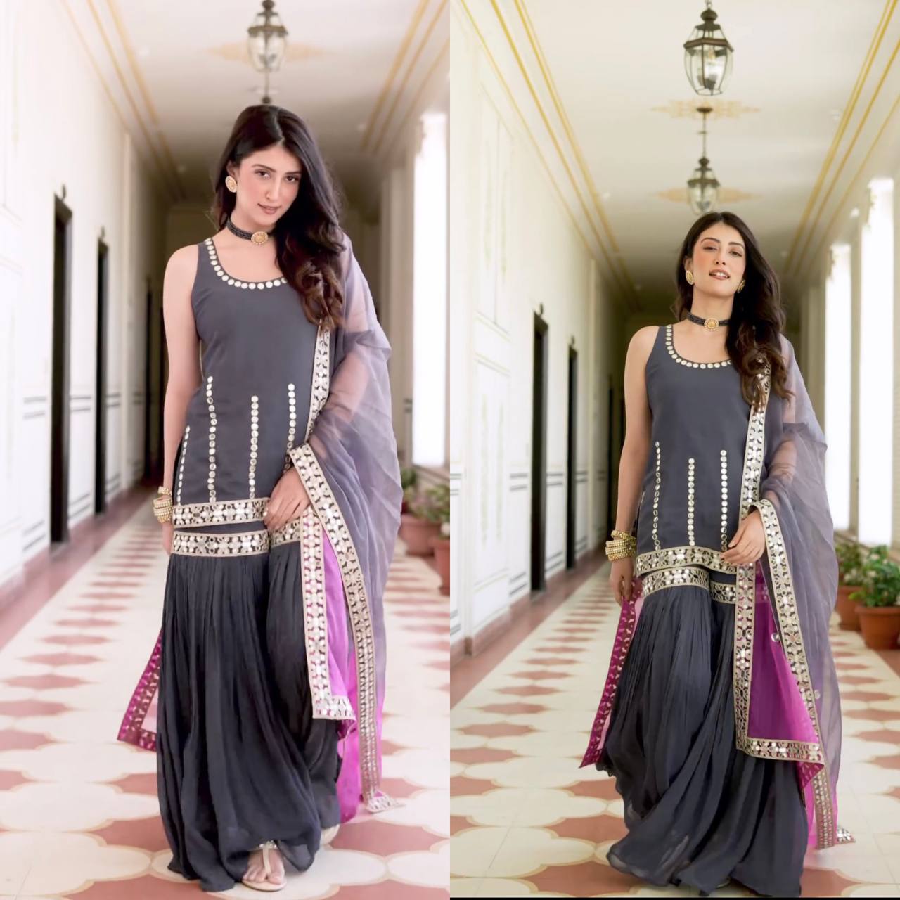 💥*Launching New Designer Party Wear Look Top , Sharara Plazzo  and Dupatta*👌❤️