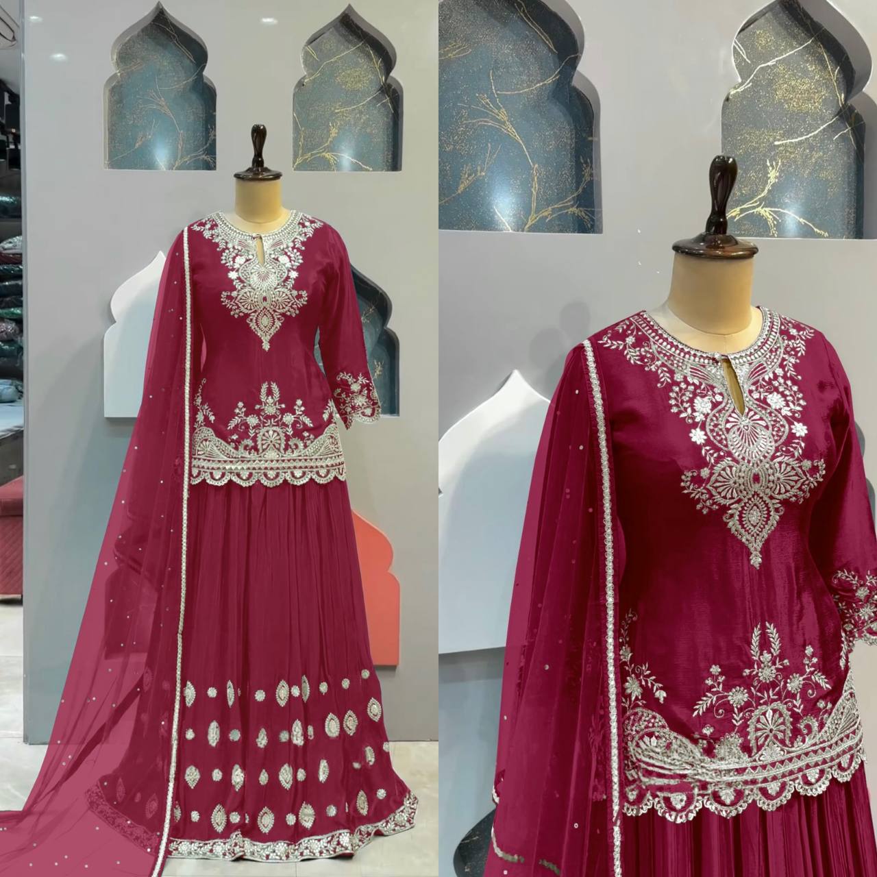 💕*Presenting New Designer Long Pakistani Suit Top , Sharara and Dupptta In Fancy Style*👌💕