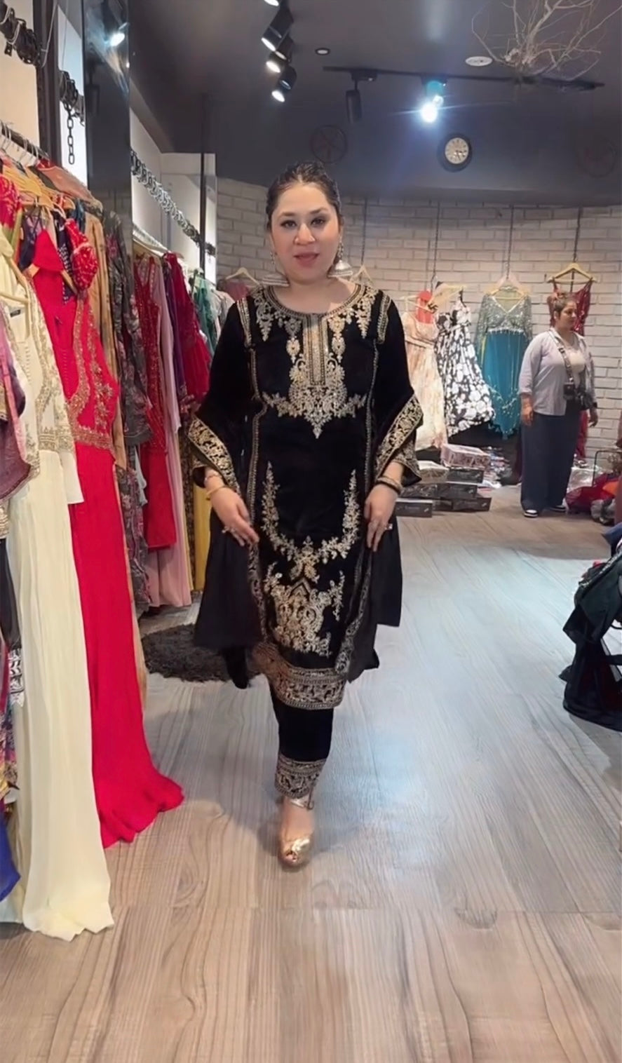 New Designer Long Top , Pant and Dupptta In Fancy Style in black