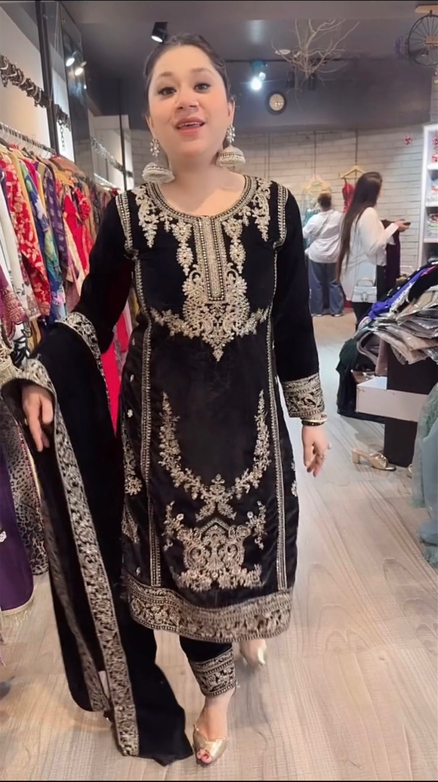 New Designer Long Top , Pant and Dupptta In Fancy Style in black