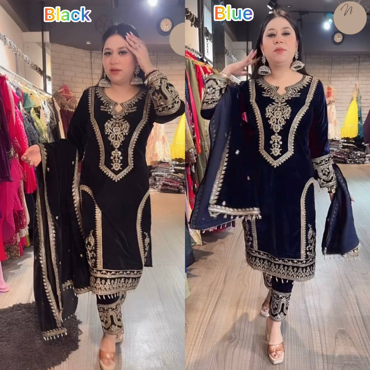 Đěsigner Party Wear Look Heavy Pure Viscose Velvet Top Plazzo & Dupatta Set