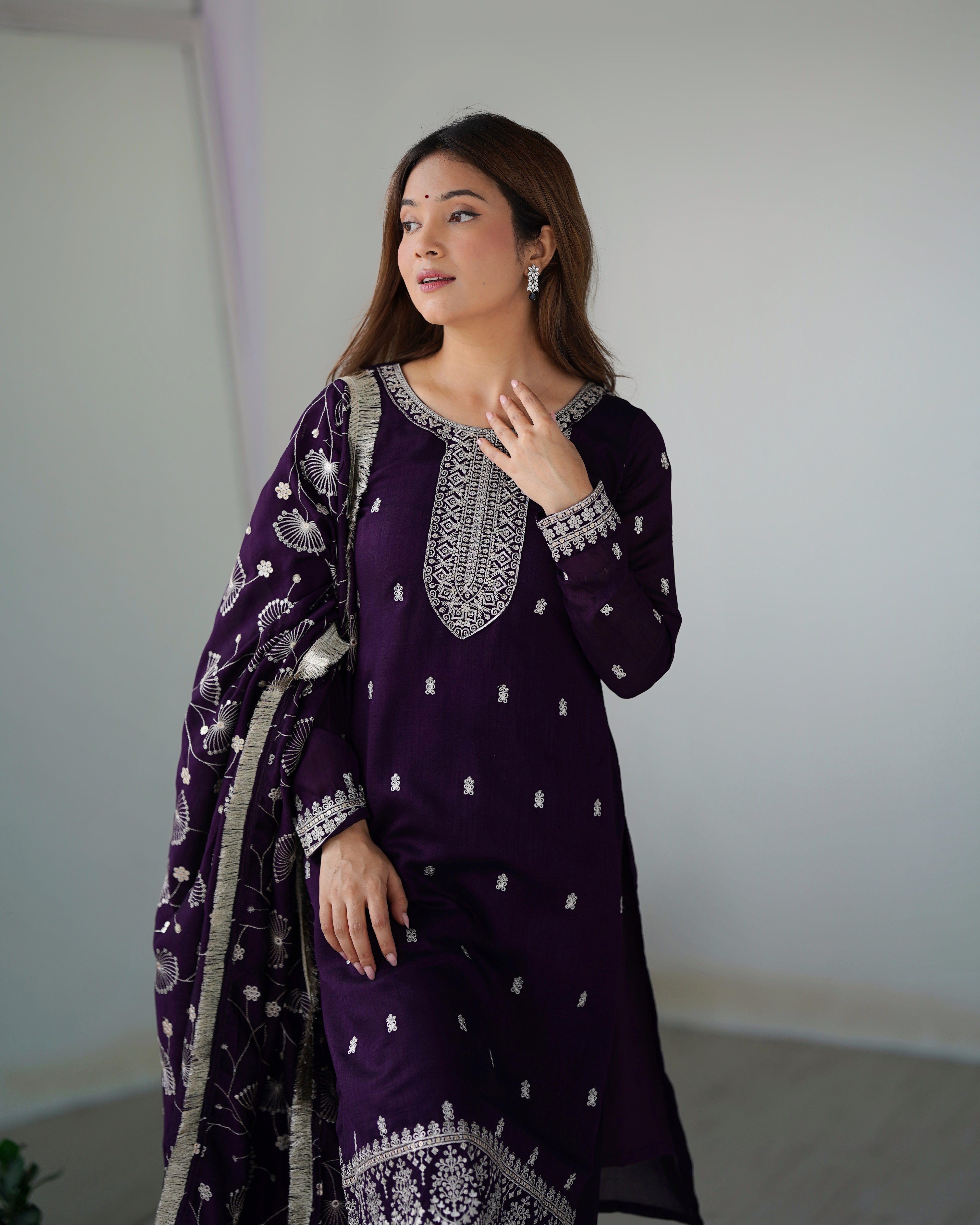 Elegant Purple Traditional Ensemble