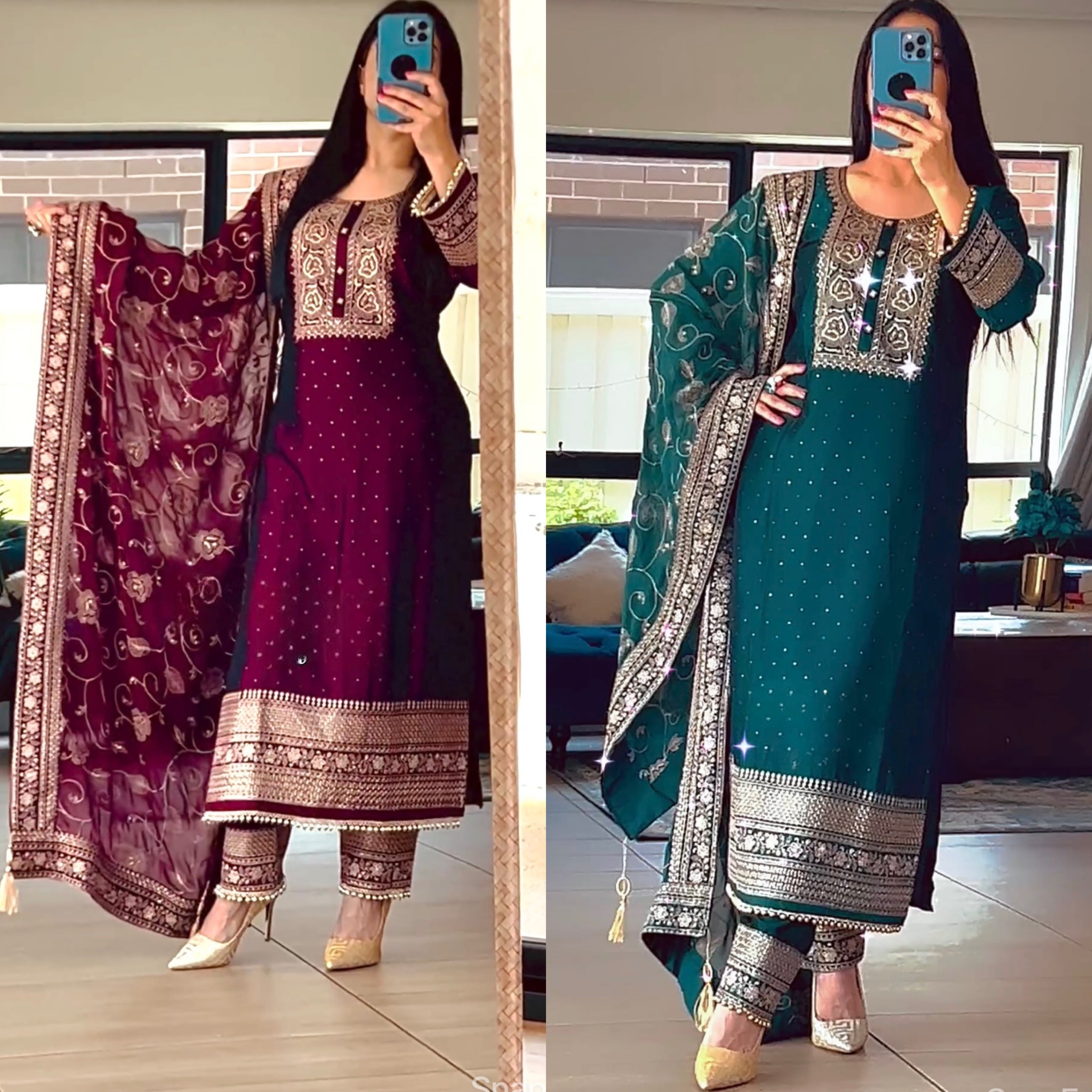Presenting New Long Pakistani Suit Top Pant and Dupptta In Fancy Style Set