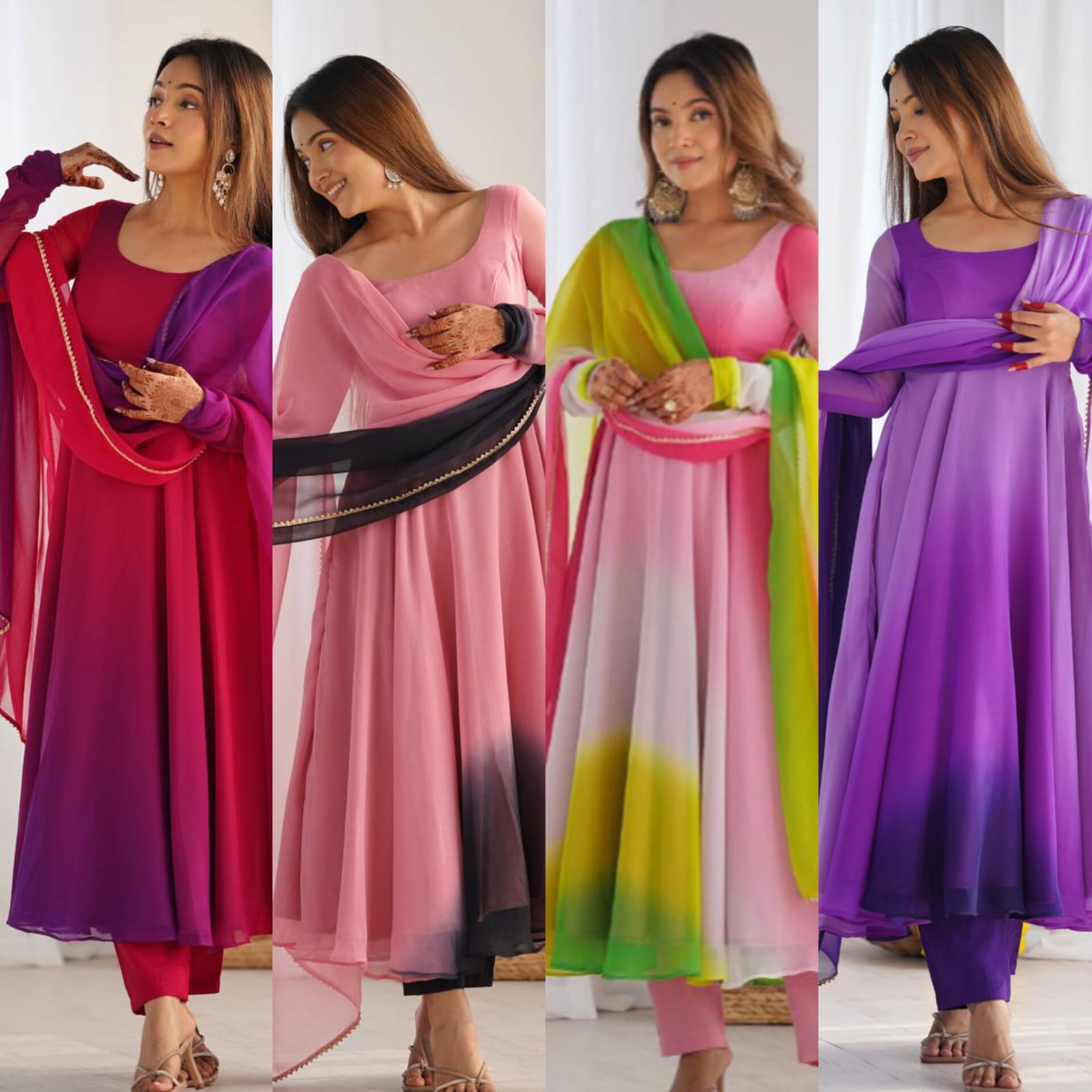 Exquisite Anarkali Collection Four Vibrant Elegance Suits